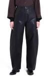 Twp Beryl Coated Barrel Leg Pants In Black