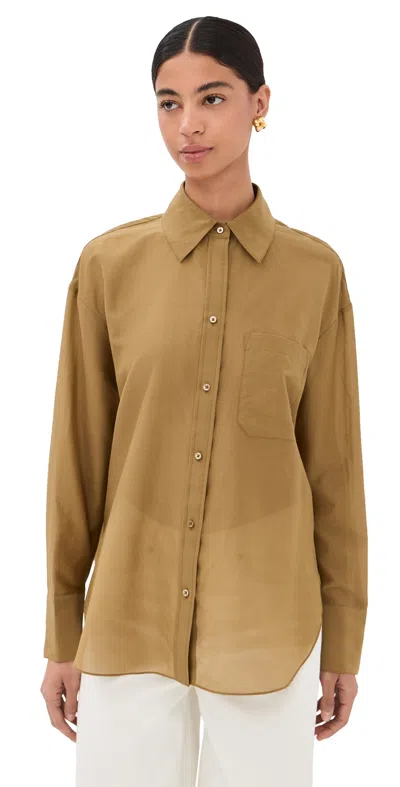 Twp Big Joe Button Down Shirt British Khaki In Brown