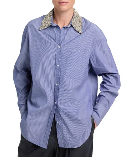 Twp Big Joe Embellished Collar Cotton Shirt In Blue