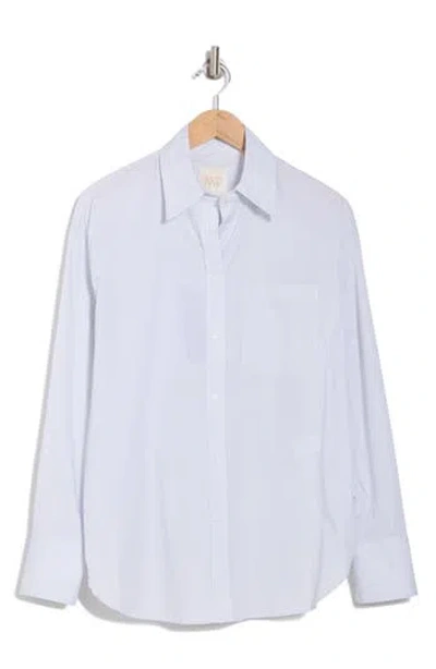 Twp Big Joe Oversize Stripe Button-up Shirt In White/baby Blue