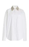 Twp Big Joe Oversized Crystal-embellished Cotton Shirt In White