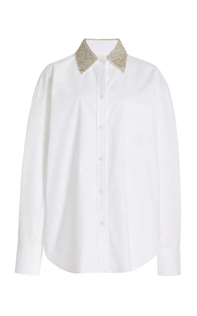 Twp Big Joe Oversized Crystal-embellished Cotton Shirt In White