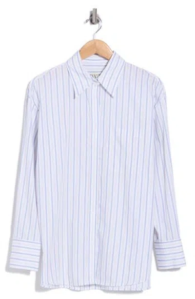 Twp Big Joe Pinstripe Cotton Shirt In Blue