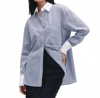 Twp Big Joe Shirt In Superfine Mini Stripe In Blue