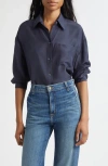 Twp Big Joe Silk Button-up Blouse In Blue
