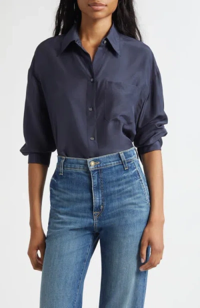 Twp Big Joe Silk Button-up Blouse In Blue