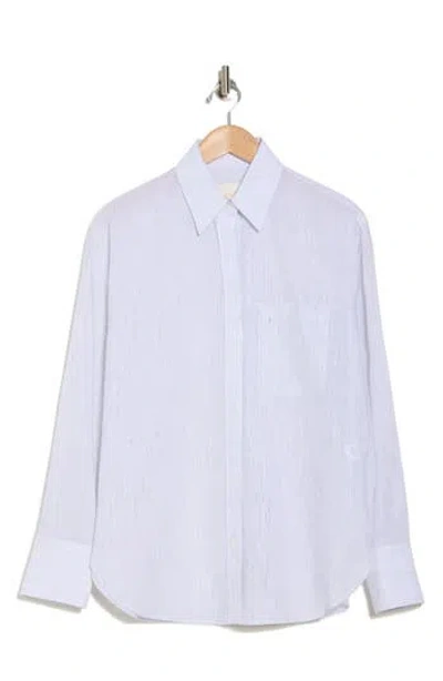 Twp Big Joe Stripe Cotton & Linen Button-up Shirt In White/charcoal