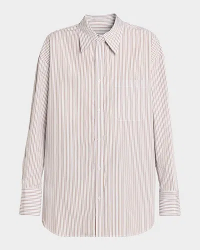 Twp Big Joe Striped Cotton Button-front Shirt In Neutral