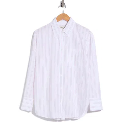 Twp Big Joe Striped Cotton Shirt In White