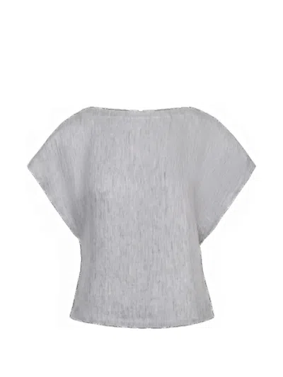 Twp Boat-neck Cap-sleeve Top In Gray