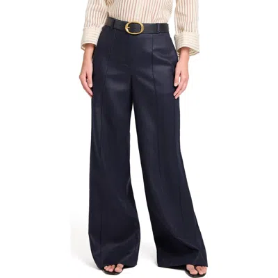 Twp Bond St Wide Leg Linen Pants In Black
