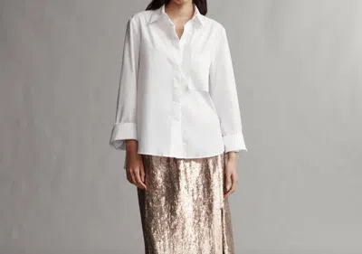 Twp Boyfriend Button Down Shirt In White In Multi