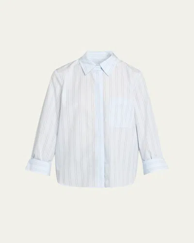 Twp Boyfriend Button-front Shirt In Blue