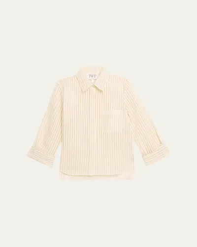 Twp Boyfriend Shirt In Ribbon On Organza In White
