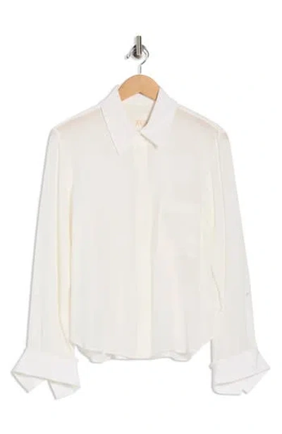 Twp Boyfriend Silk Button-up Shirt In White