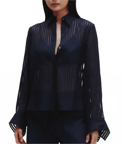 Twp Boyfriend Silk Organza Shirt In Midnight In Multi