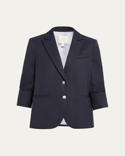Twp Boyfriend Single-breasted Stretch Wool Blazer In Blue