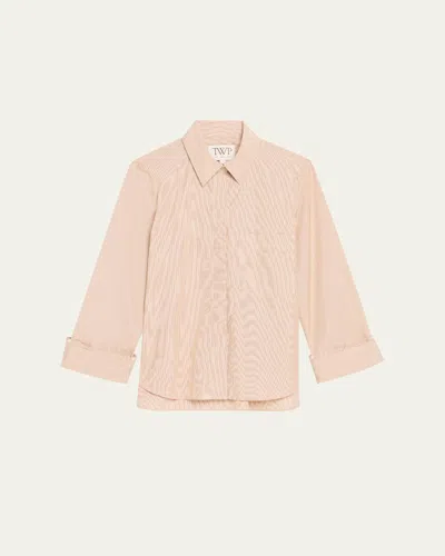 Twp Boyfriend Striped Button-front Shirt In Neutral