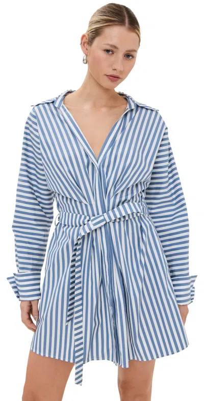 Twp Brooke Stripe Shirtdress In White/vintage Denim