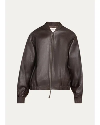 Twp Bubble-hem Leather Bomber Jacket In Multi