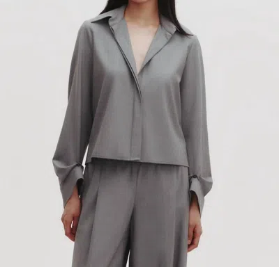 Twp Button Me Up Top In Medium Heather Grey