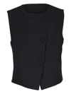 Twp Women's Perry Asymmetric Button Wool Vest In Black