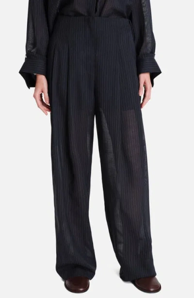 Twp Carries Pinstripe Pants In Black