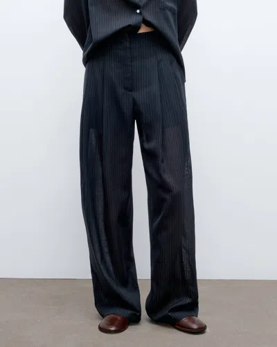 Twp Carries Trouser In Midnight/white In Blue