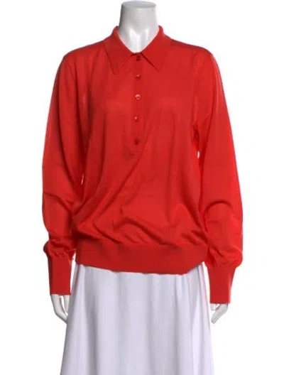 Pre-owned Twp Cashmere Long Sleeve Polo W/ Tags In Orange