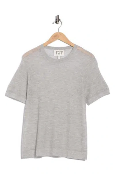 Twp Cashmere Pointelle Knit T-shirt In Gray