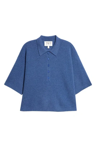 Twp Cashmere Polo Sweater In Blue