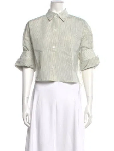 Pre-owned Twp Cashmere Striped Button-up Top W/ Tags In White