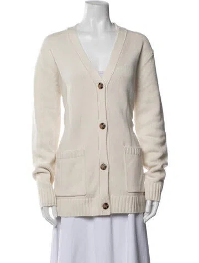 Pre-owned Twp Cashmere V-neck Button-up Top In Neutrals