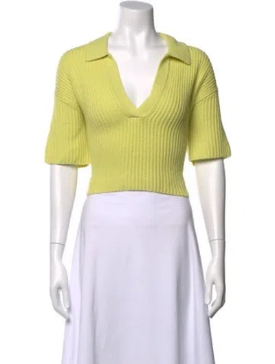 Pre-owned Twp Cashmere V-neck Polo In Yellow