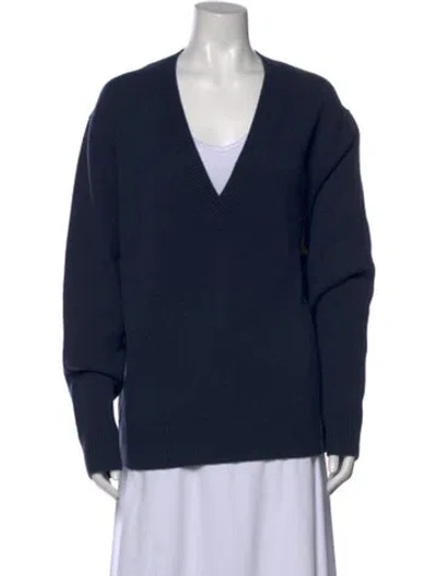 Pre-owned Twp Cashmere V-neck Sweater W/ Tags In Blue