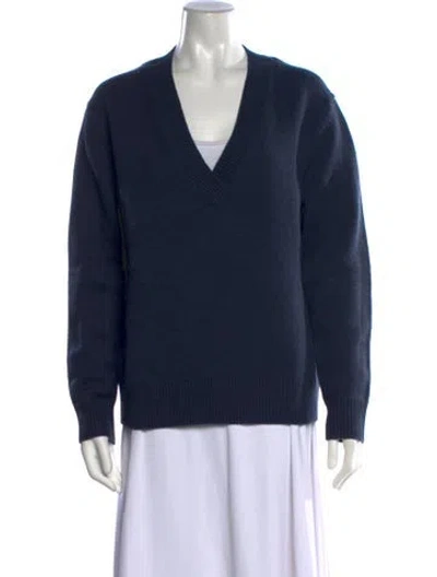 Pre-owned Twp Cashmere V-neck Sweater W/ Tags In Blue