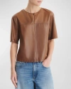 TWP CATE PAPER SUEDE SHORT-SLEEVE TOP