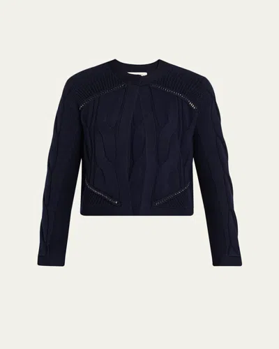 Twp Chain Sweater Jacket In Blue