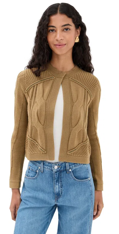 Twp Chain Sweater Jacket Camel In Brown