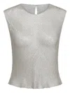 Twp Chloe Beaded Mesh Top In Silver
