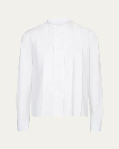 Twp Close Call Pleated Cotton Shirt In White