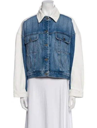 Pre-owned Twp Colorblock Pattern Denim Jacket In Blue