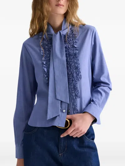 Twp Connor Top In Micro Check In Blue