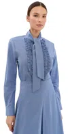Twp Connor Top In Micro Check In Blue