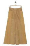 Twp Contrast Panel Wide Leg Pants In Camel