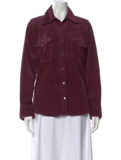 Pre-owned Twp Corduroy Long Sleeve Button-up Top In Burgundy