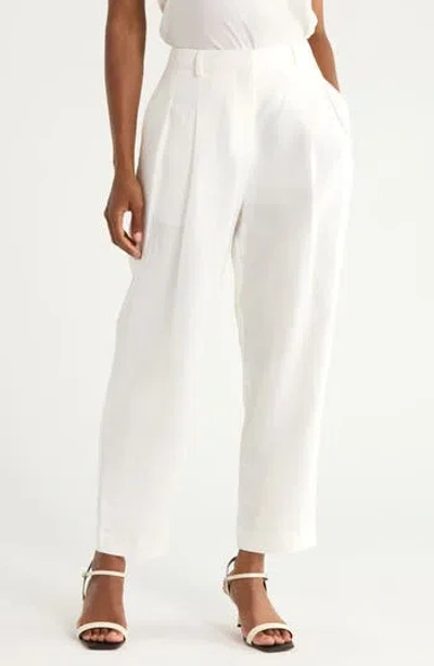 Twp Cornelia St Pleated Linen Wide Leg Pants In White
