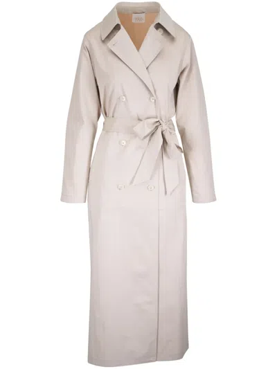 Twp Cotton-blend Double-breasted Coat In Neutrals