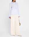 Twp Cotton Button-front Boyfriend Shirt In Baby Blue