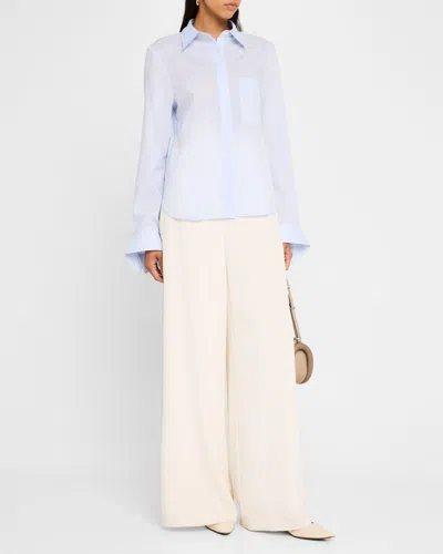 Twp Cotton Button-front Boyfriend Shirt In Baby Blue